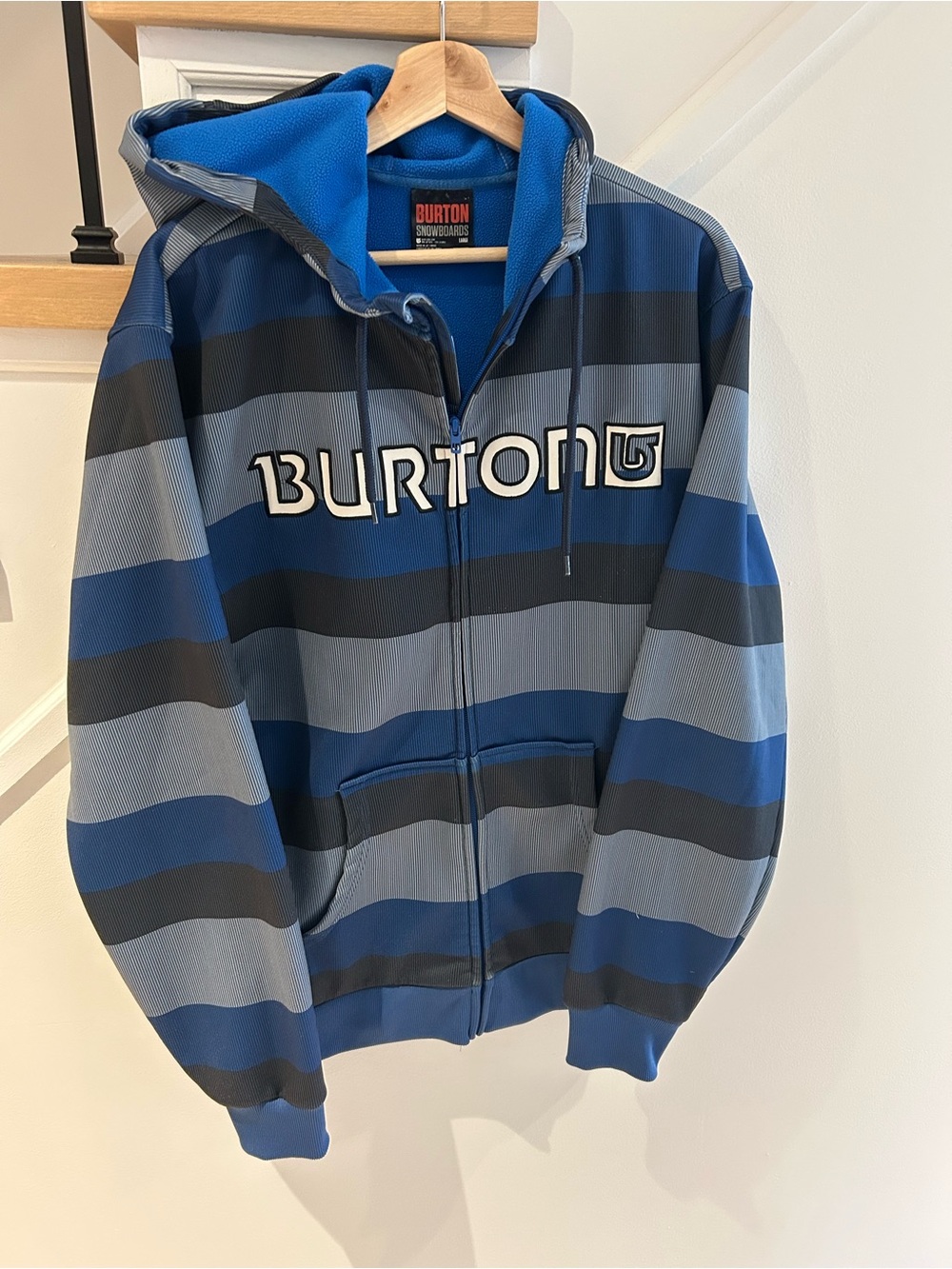 Burton Blue and Gray Striped Zip Hoodie